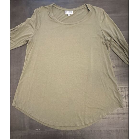 JM Collection Olive Green 3/4 Sleeve Top - Sz M - Picture 5 of 10